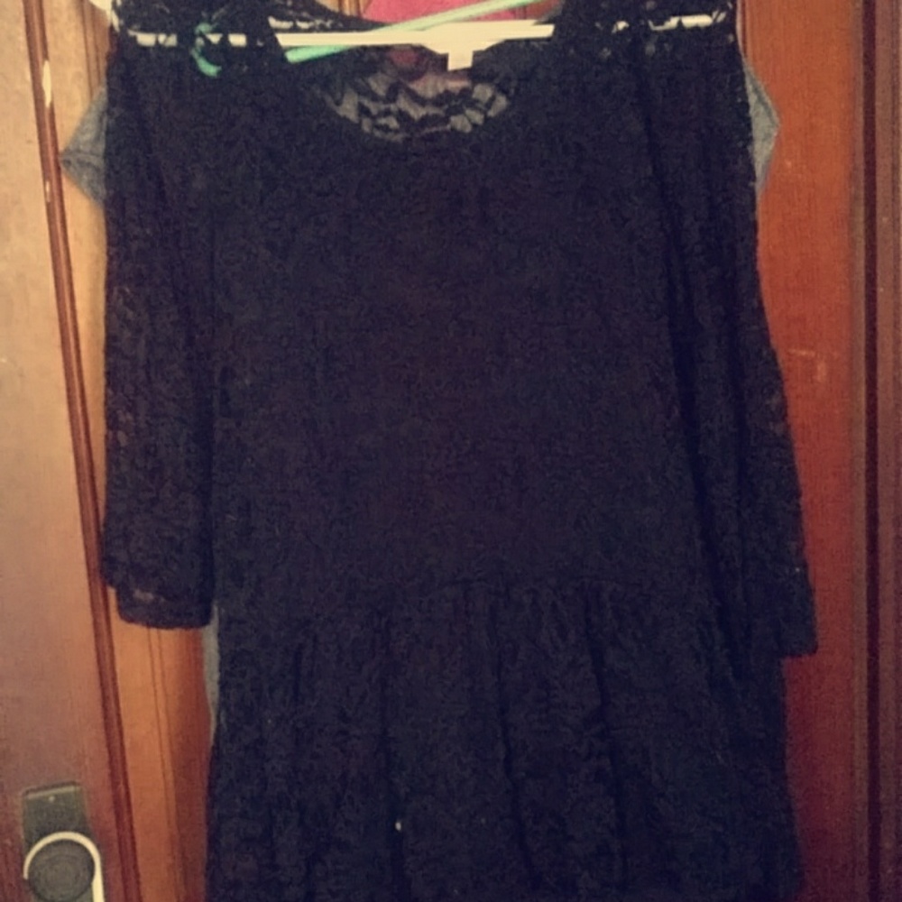black lace shirt with black tang top